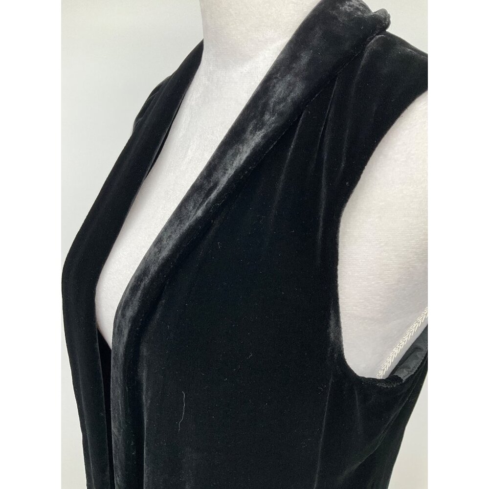 J. Jill size XS Crushed Velvet Open Front Draped Layering Vest, Black - Picture 4 of 9